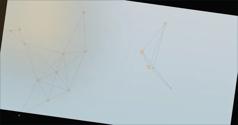 A dark screen filled with a command-line terminal and network node diagrams